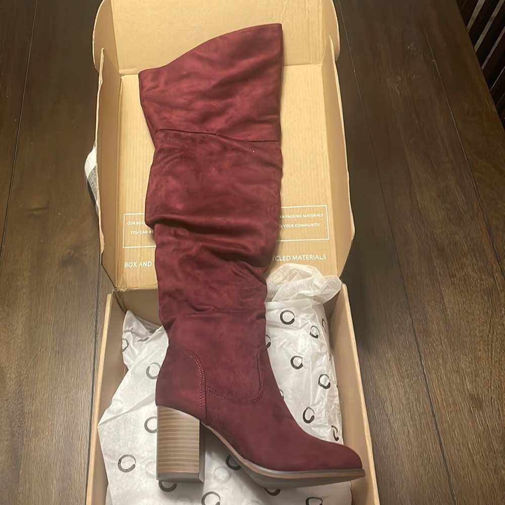 Journee Collection Wine over knee boots
